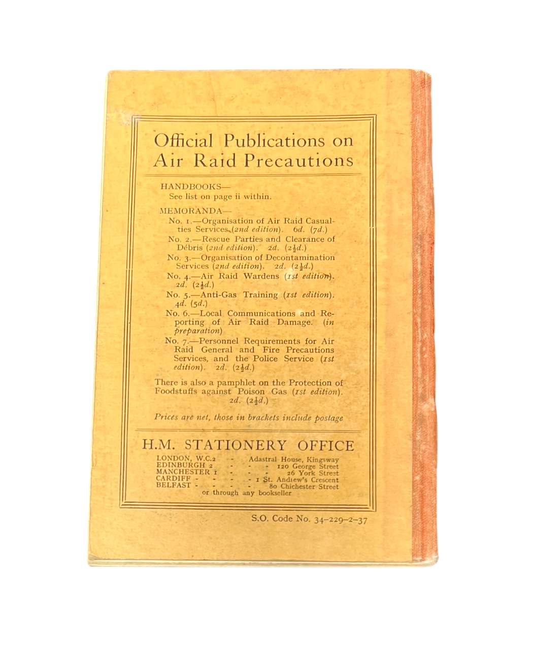 AIR RAID PRECAUTIONS HANDBOOK No. 1 (2nd Edition) PERSONAL PROTECTION AGAINST GAS