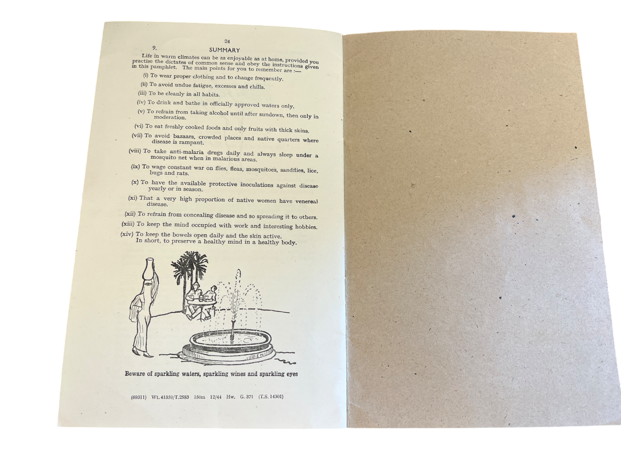 WW2 Air Ministry Pamphlet 160 - Health Hints for Warm Climates - Sept 1943