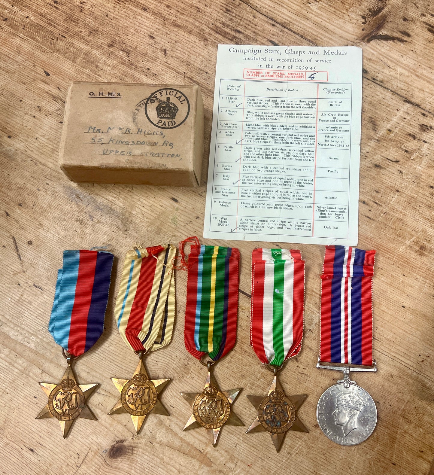 Original Boxed WW2 5 Medal Group - Royal Navy