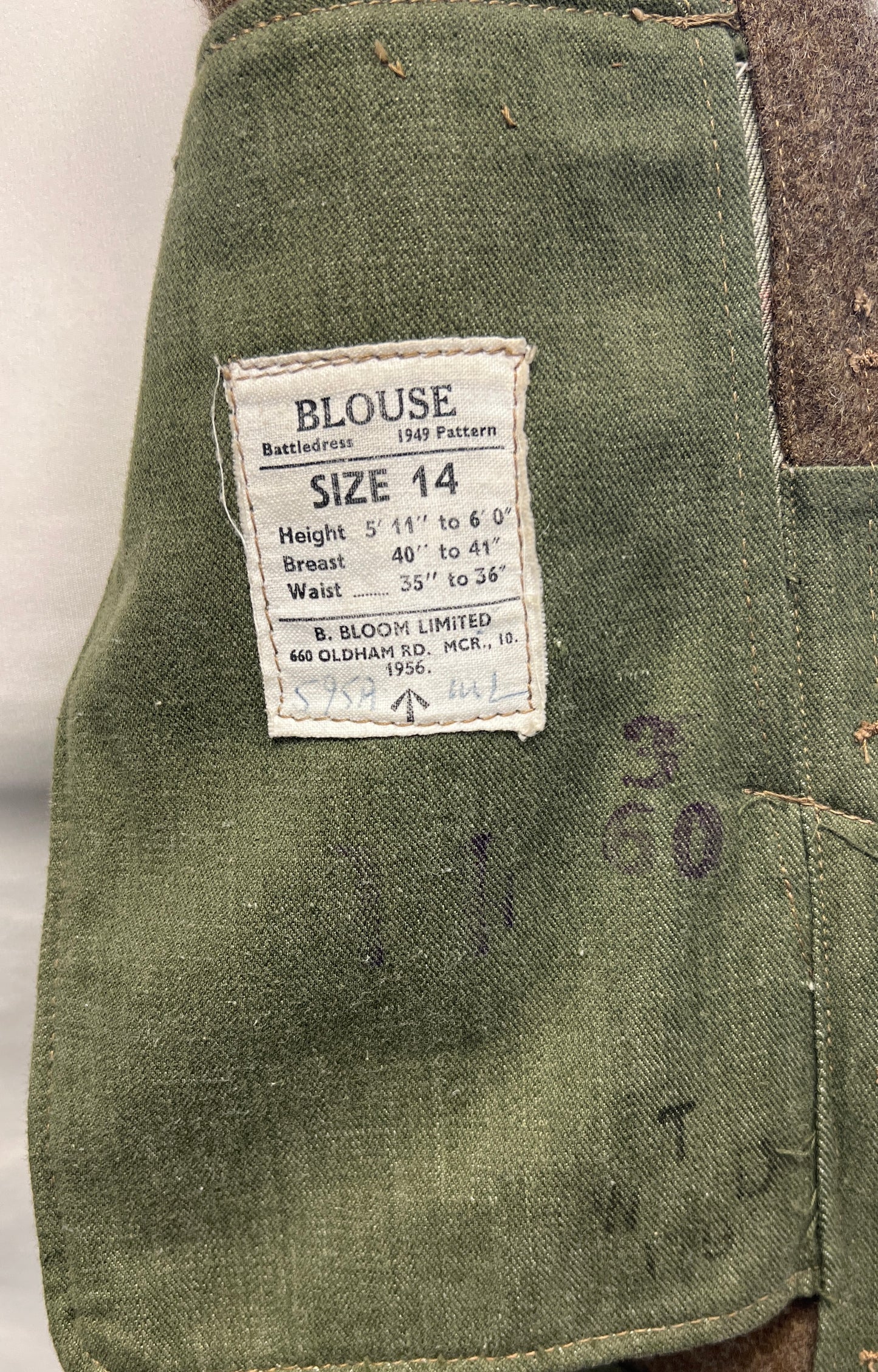 British 1949 Pattern Royal Army Service Corps Battle Dress Jacket for a Lieutenant Colonel