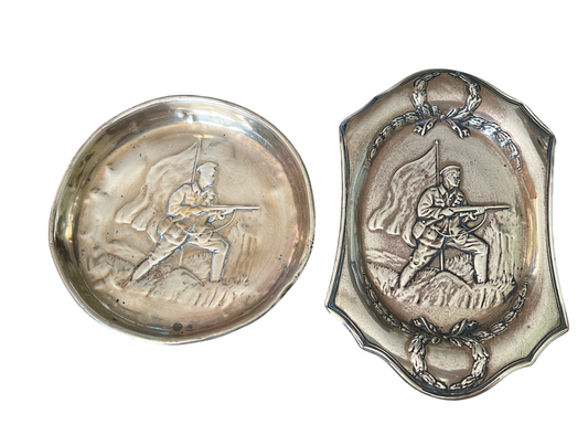 Pair of British Boer War Commemorative Brass Trays - "A Gentleman in Kharki"