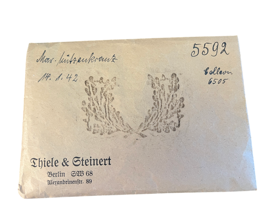 Rare WWII German Kriegsmarine Officer Cap Wreath Hausmuster (Factory Pattern) Grouping – Thiele & Steinert (1942)