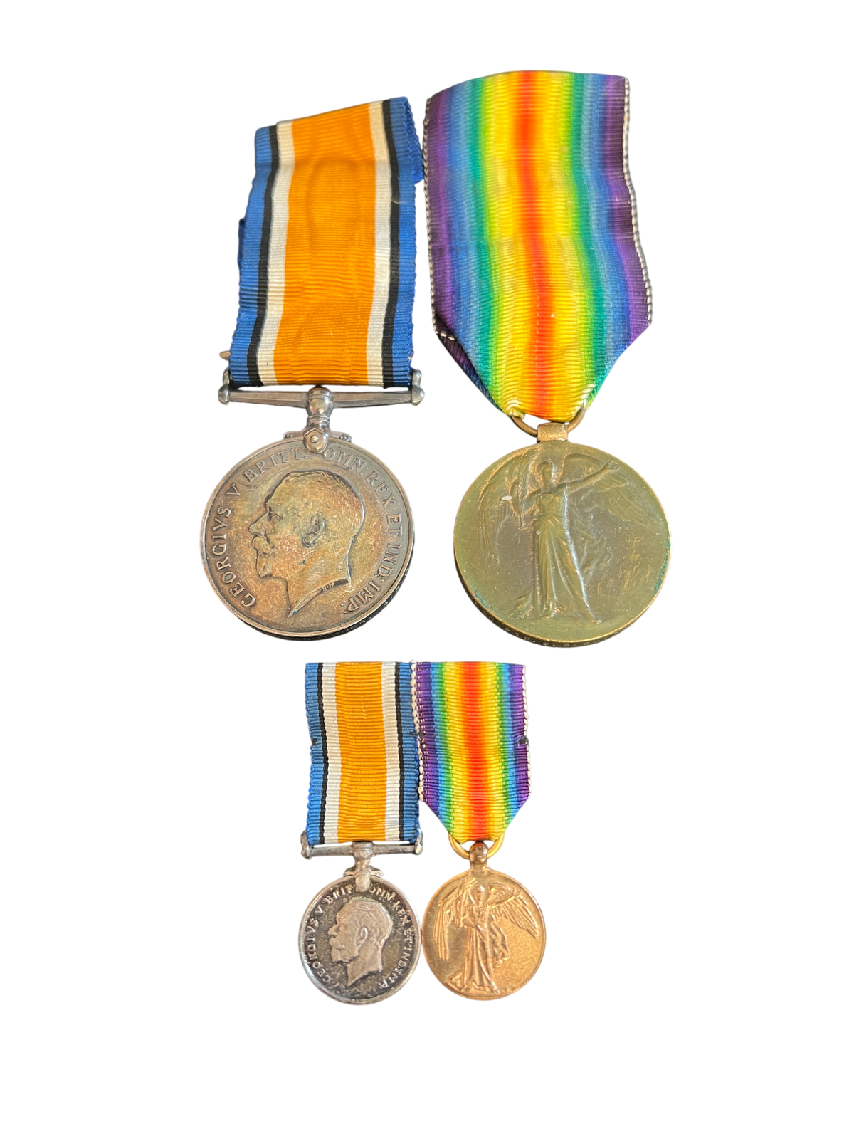 WW1 British War Medal and Victory Medal pair to M2-202590 Pte Butcher w/ Miniatures