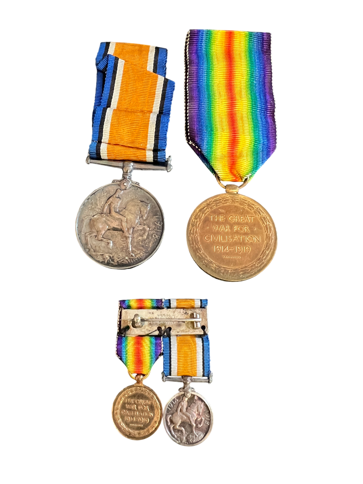 WW1 British War Medal and Victory Medal pair to M2-202590 Pte Butcher w/ Miniatures