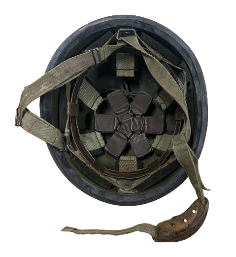 Cold War Era 1986 French Army M78 F1 Steel Combat Helmet - Complete with CCE Camo Cover