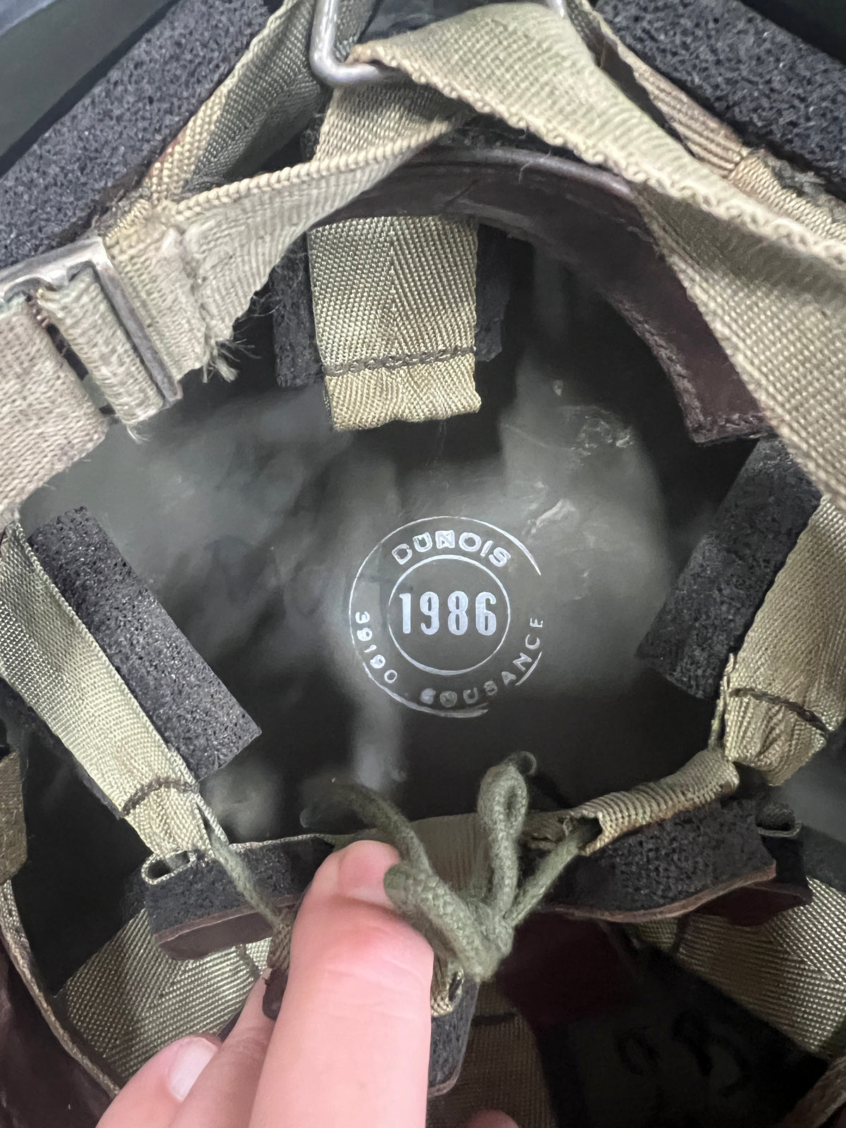 Cold War Era 1986 French Army M78 F1 Steel Combat Helmet - Complete with CCE Camo Cover