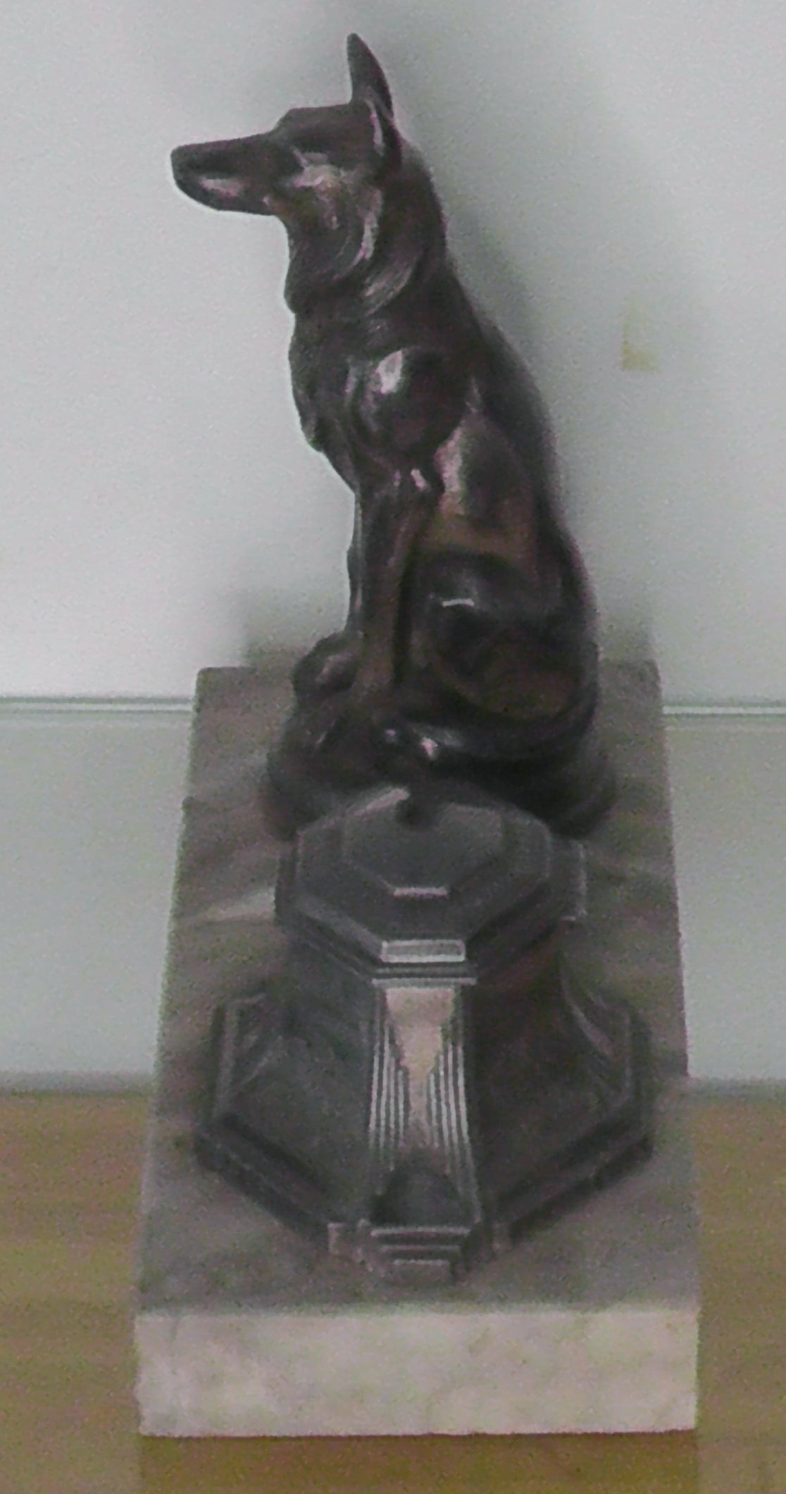 French Art Deco Dog Inkwell signed Rullony
