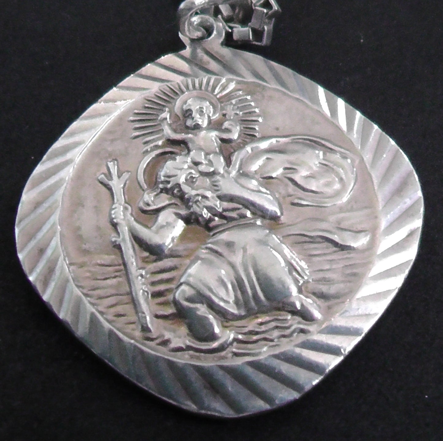Large Silver Georg Jensen St Christopher and Silver Box Chain