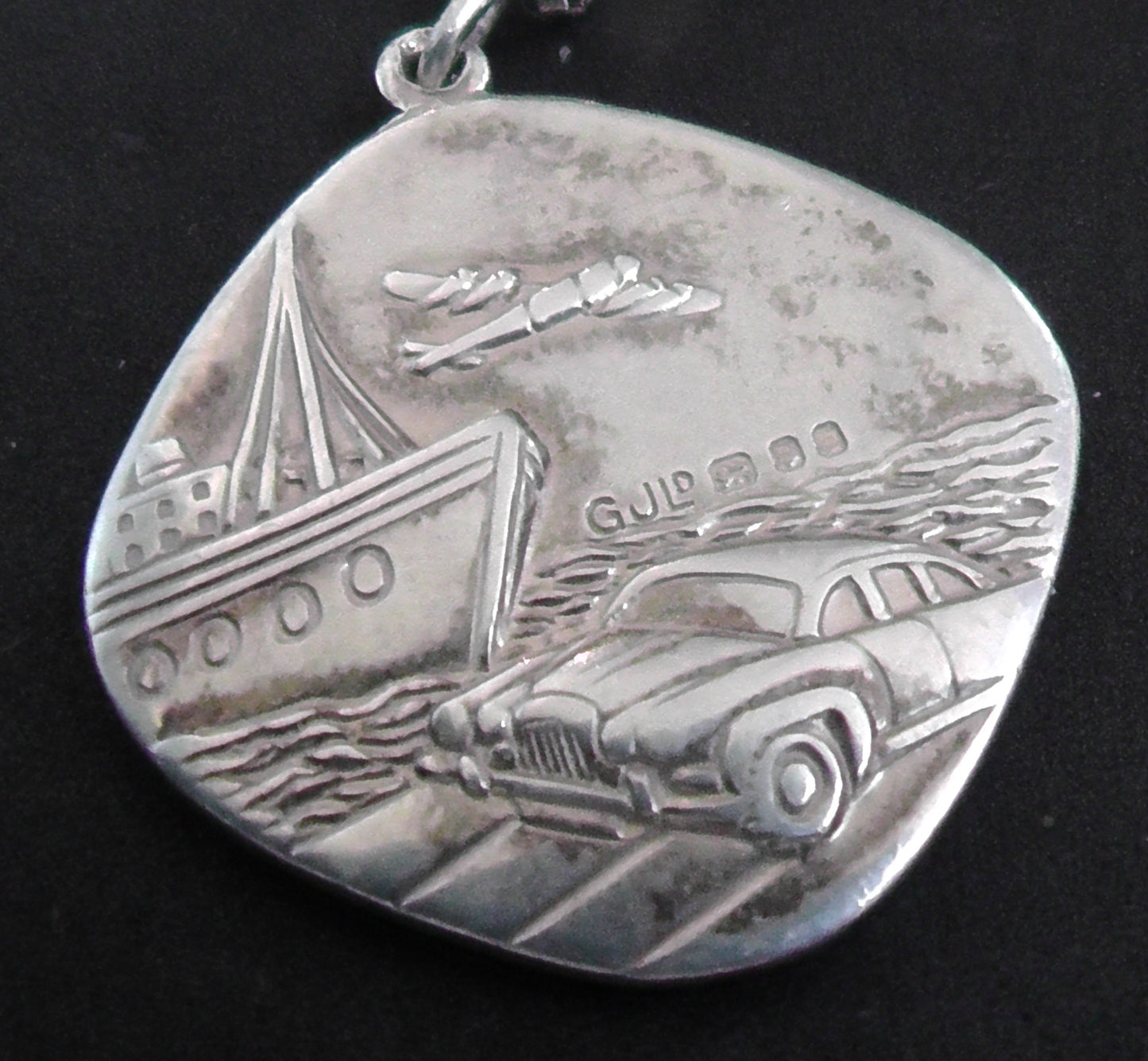 Large Silver Georg Jensen St Christopher and Silver Box Chain