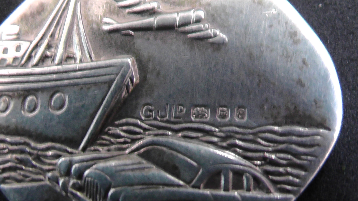 Large Silver Georg Jensen St Christopher and Silver Box Chain