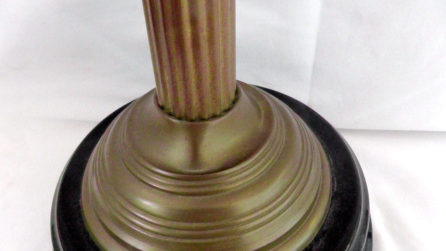 Stunning Art Nouveau Pink Milk Glass Bodied Oil Lamp