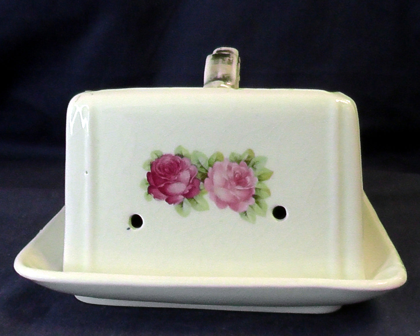 Vintage Art Deco Cheese/Butter Dish - Roses Design