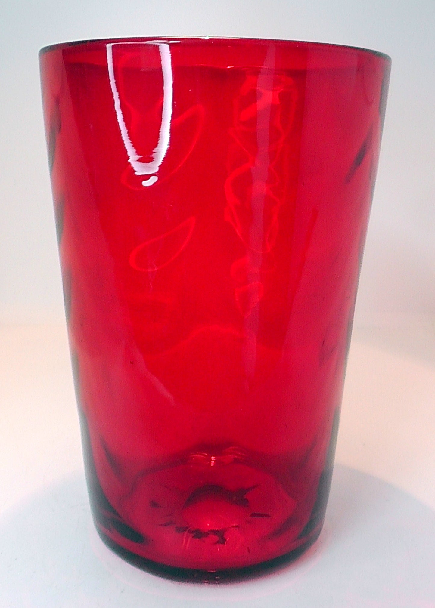 Whitefriars Vase #8473 Wave Ribbed - Ruby - 8 Inches /20cm Tall