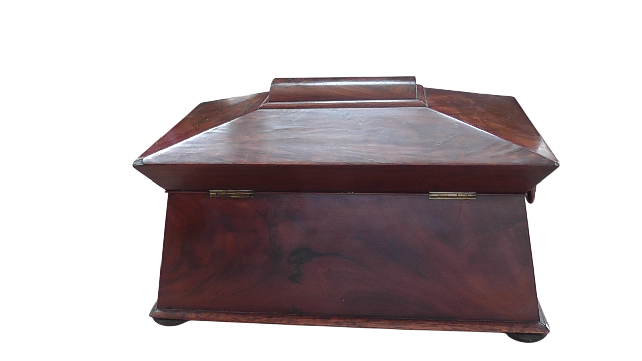 Georgian/Early Victorian Mahogany Sarcophagus Tea Caddy