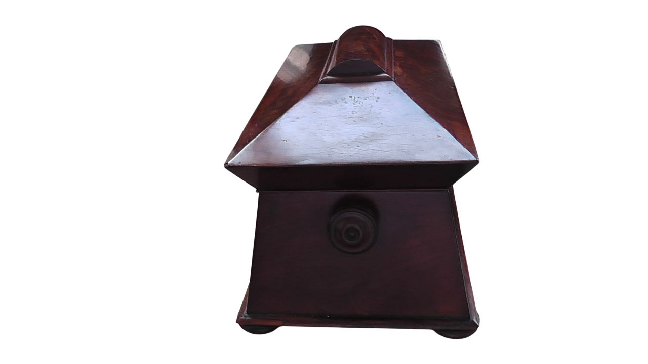 Georgian/Early Victorian Mahogany Sarcophagus Tea Caddy