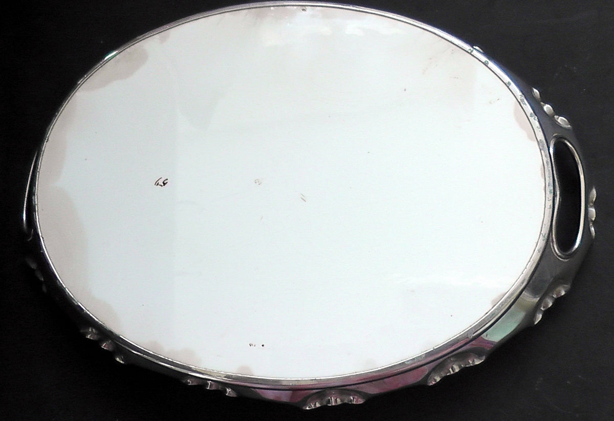 Antique Art Nouveau Metal and Ceramic Lilypad Tray