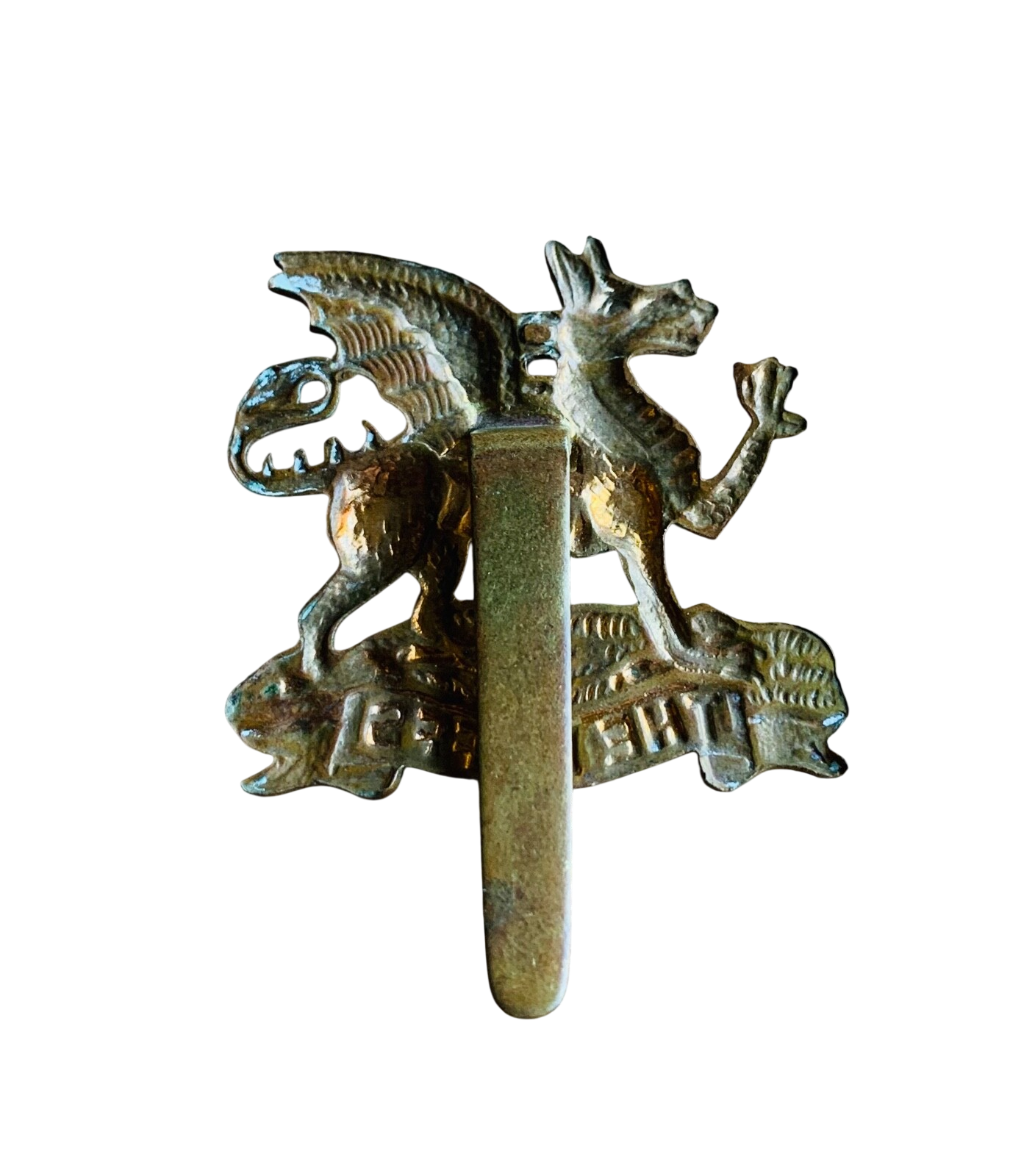 WWII era Royal East Kent Regiment (The Buffs) Brass Cap Badge