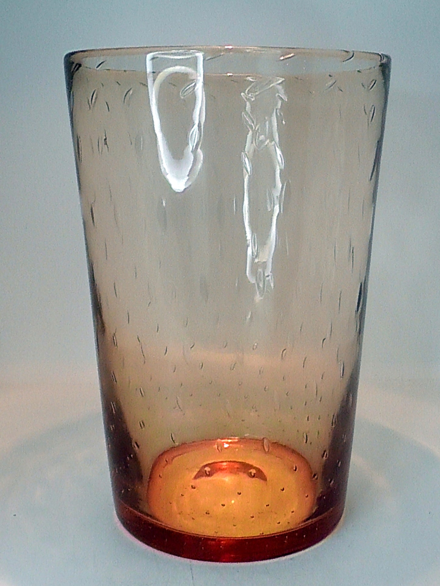 Thomas Webb Amber Controlled Bubble Vase Circa 1930's 9 Inches Tall