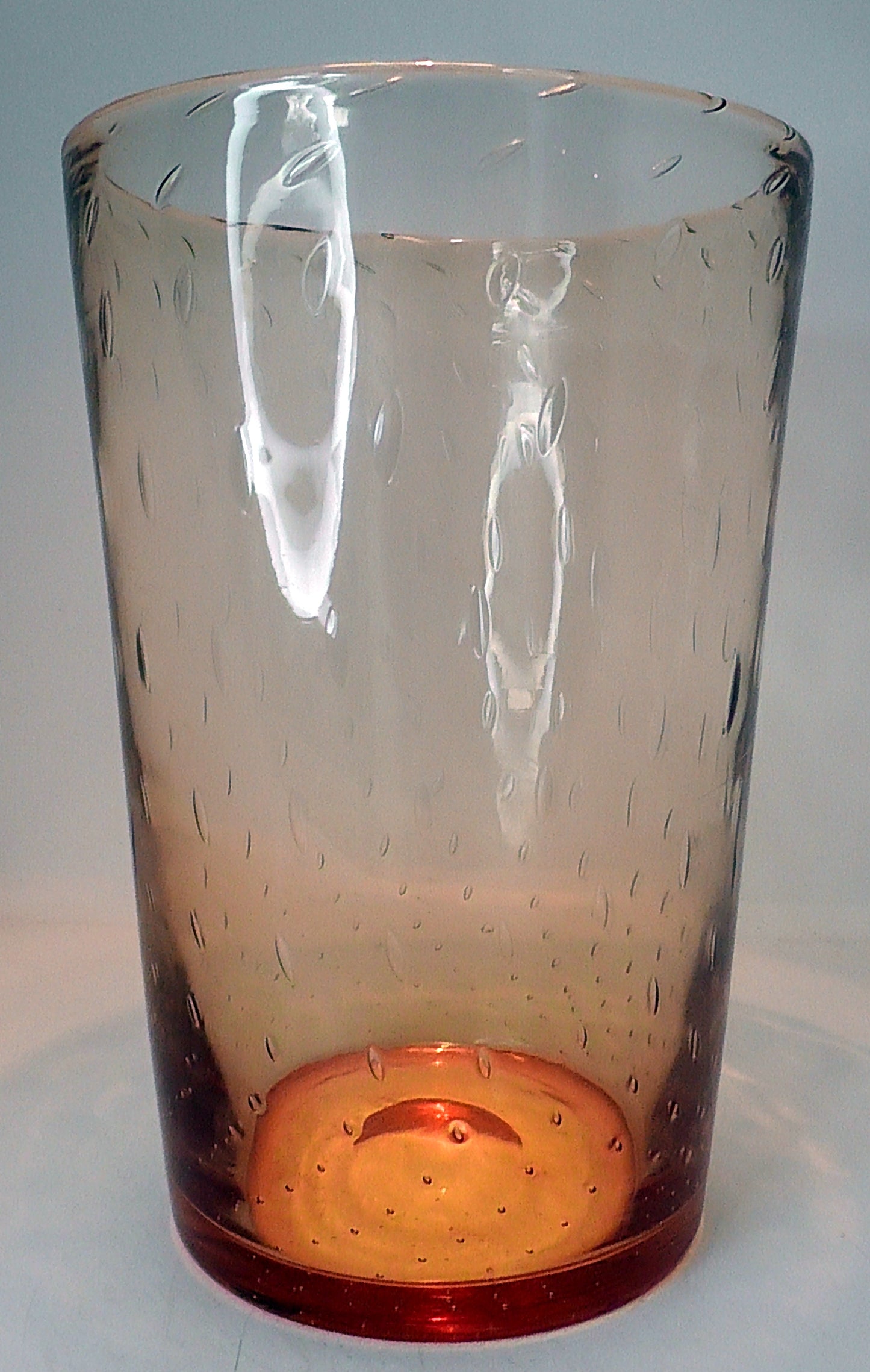 Thomas Webb Amber Controlled Bubble Vase Circa 1930's 9 Inches Tall
