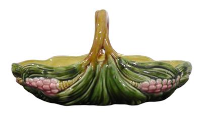 Antique Sarreguemines French Large Majolica Basket