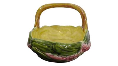 Antique Sarreguemines French Large Majolica Basket
