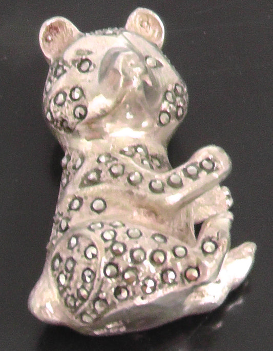Silver and Marquisette Bear Brooch