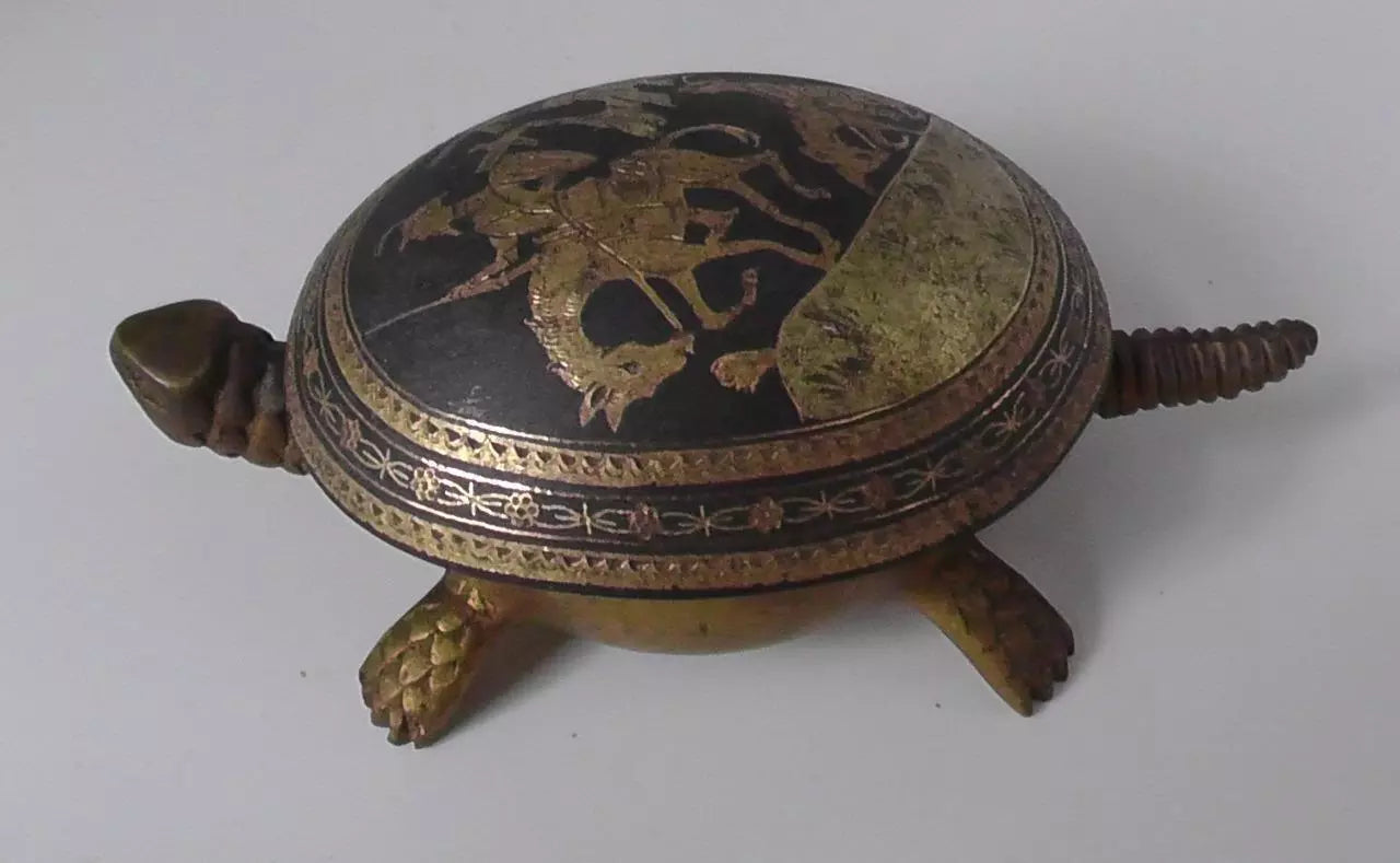 Vintage Turtle Bell Brass Hotel Bell Damascened Gold & Black BJO Elbar ...
