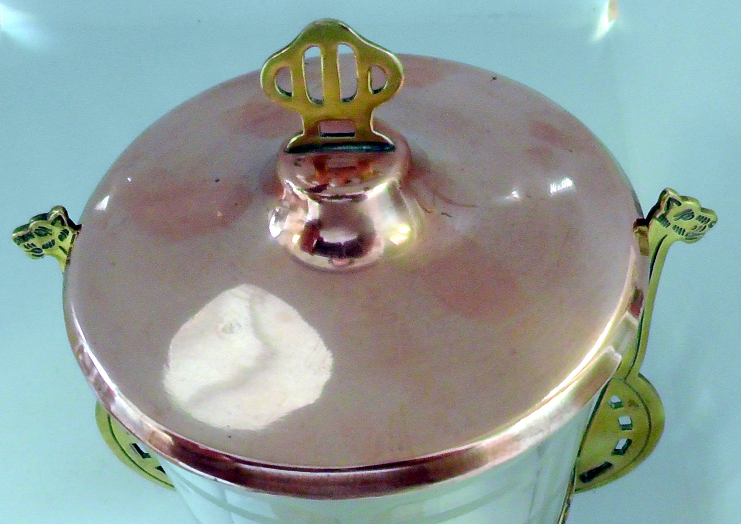 Stunning German Art Nouveau/Secessionist/Jugendstil Copper and Brass Biscuit Jar