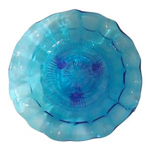 Vintage Electric Blue Davidson/Mayers "Jacobean" Glass Footed Bowl