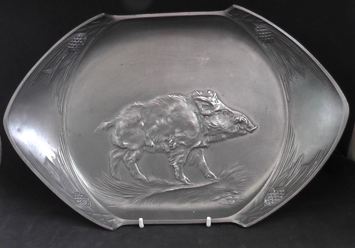 Rare Stunning Art Nouveau Orivit Pewter Boar Platter