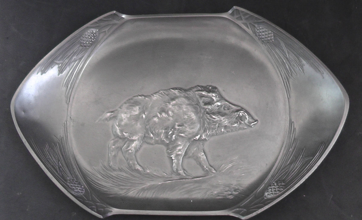 Rare Stunning Art Nouveau Orivit Pewter Boar Platter