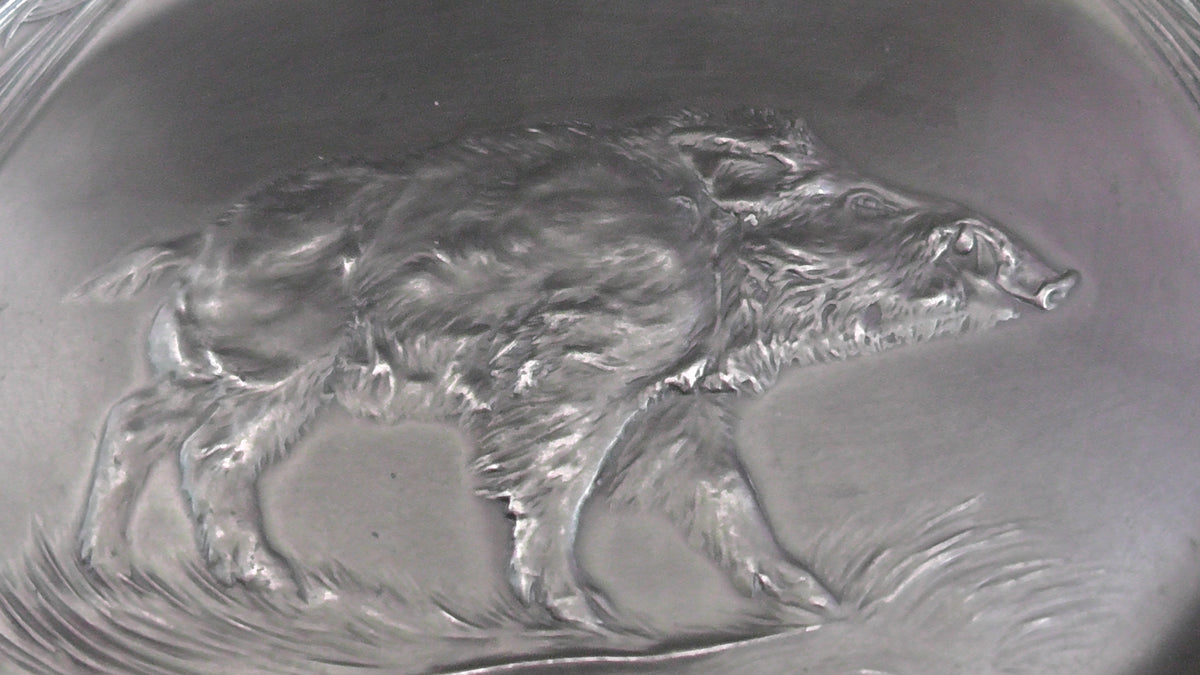Rare Stunning Art Nouveau Orivit Pewter Boar Platter