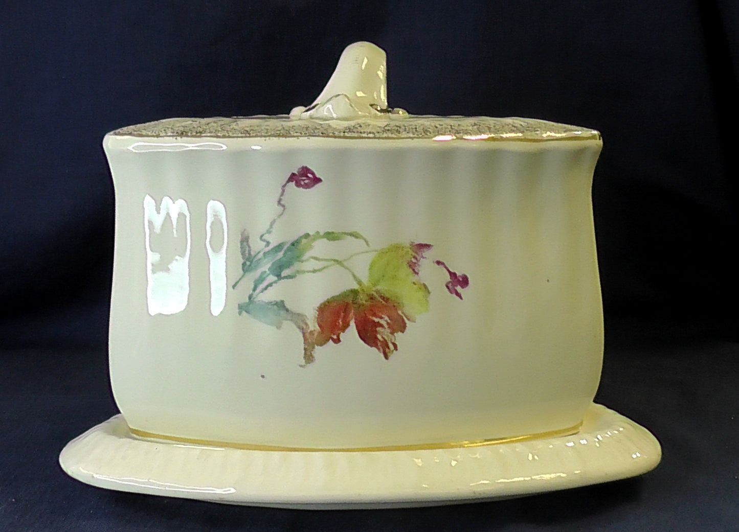 Antique Franz Mehlem Royal BonnTriangular Floral Cheese/Stilton Dish