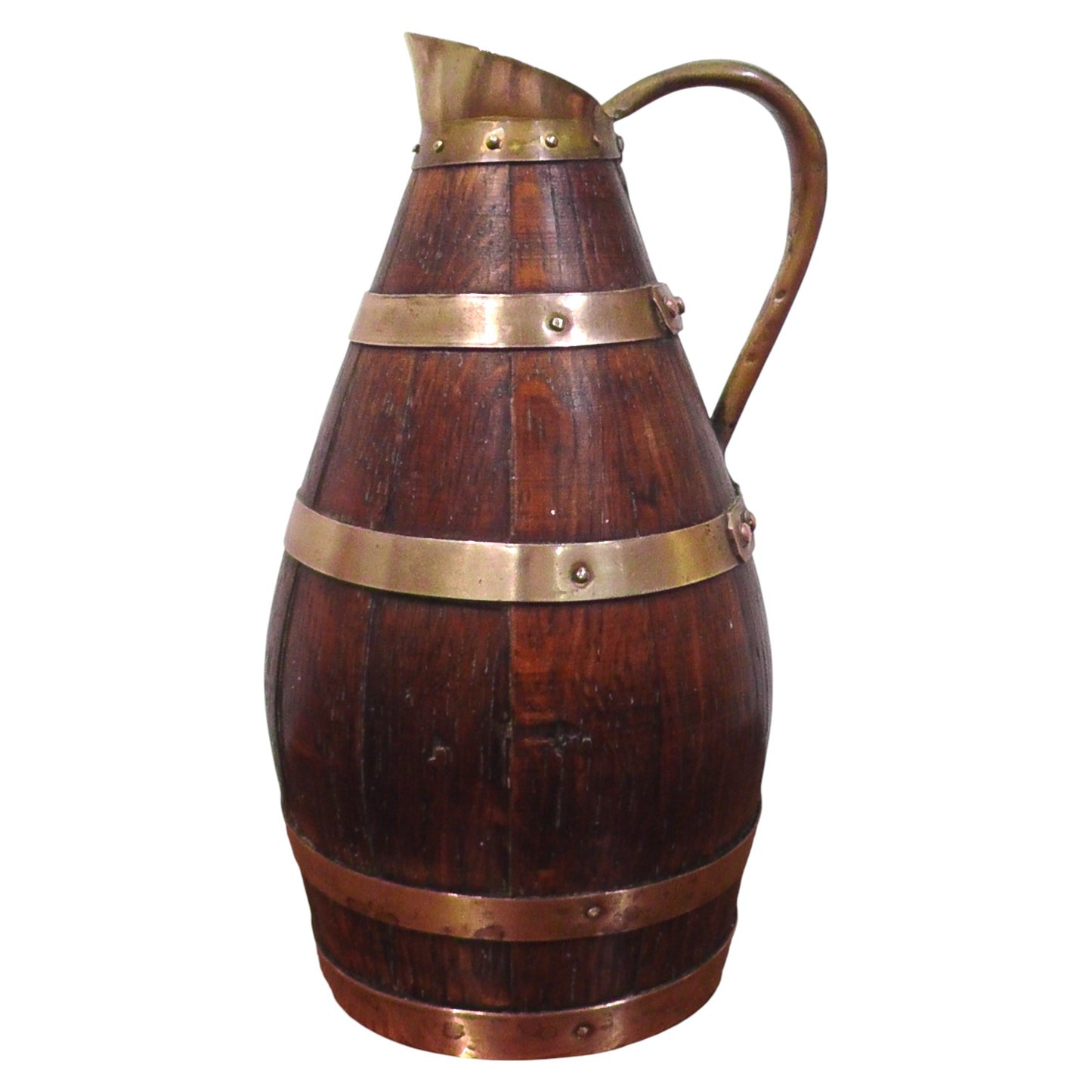 Antique French Coopered Cider Jug (25cm Tall)