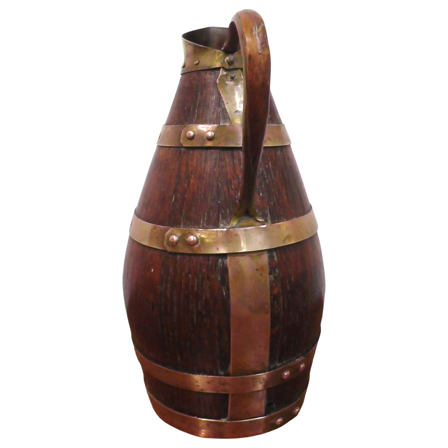 Antique French Coopered Cider Jug (25cm Tall)