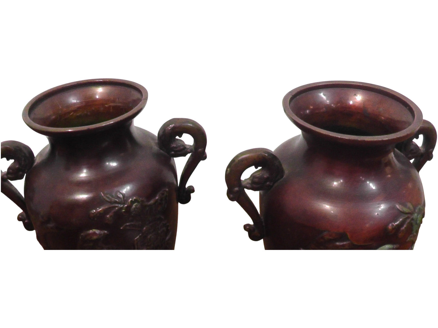 Pair of early 20th Century (Meiji Period) Bronze Vases