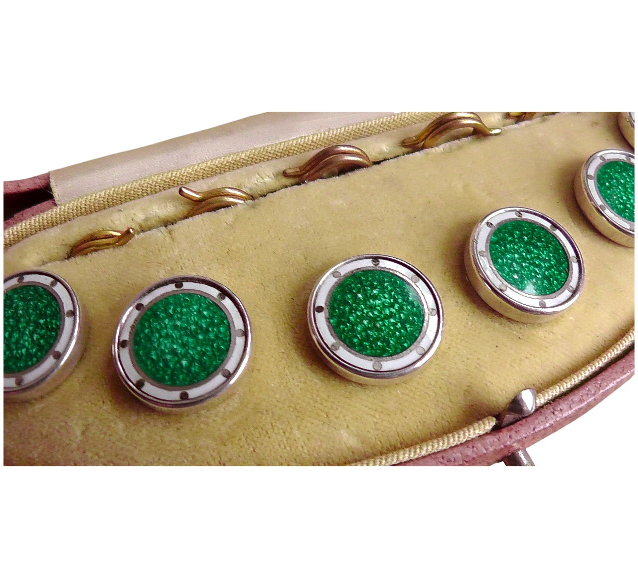 Silver and Enamel Set of Cased Buttons