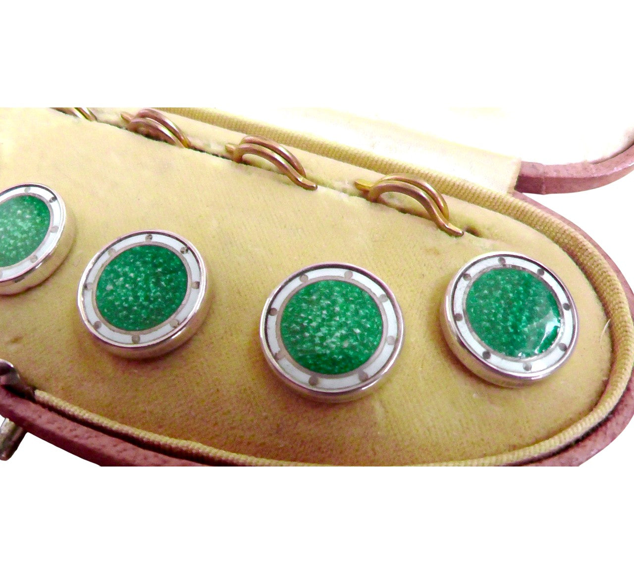 Silver and Enamel Set of Cased Buttons