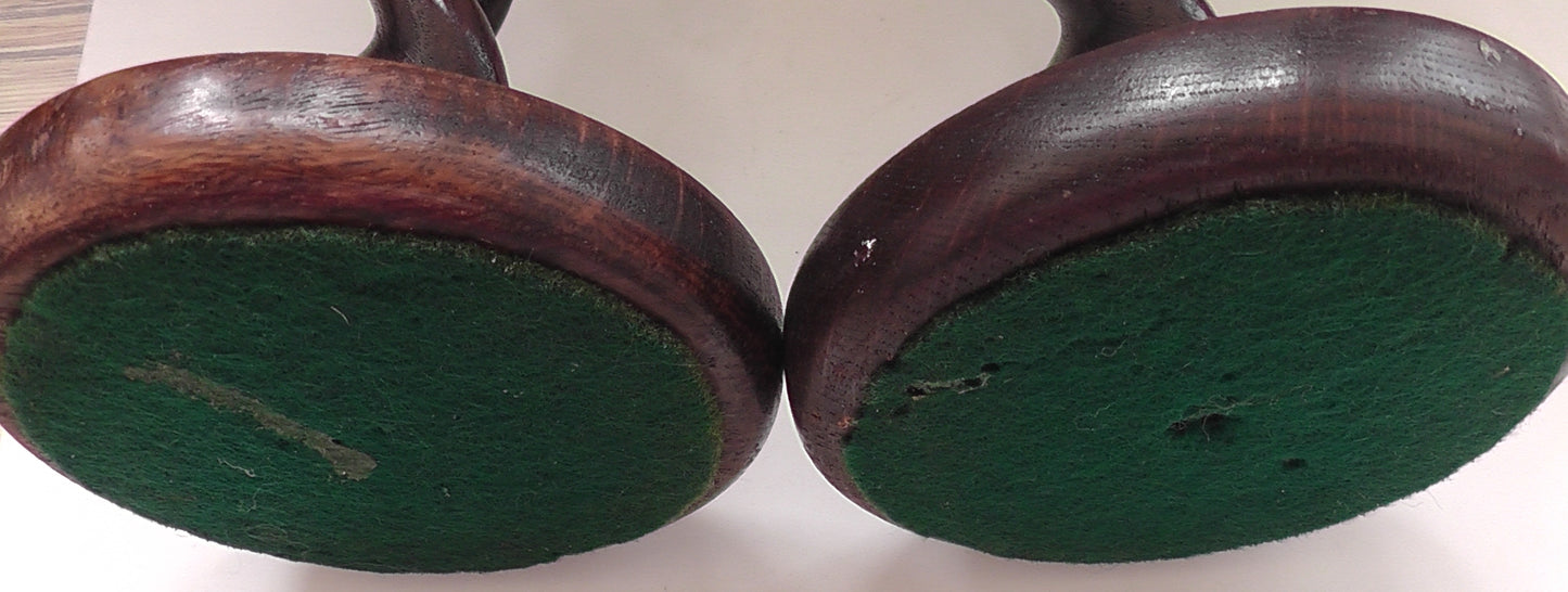 Pair of Arts & Crafts Oak Barley Twist Candlesticks Circa 1910