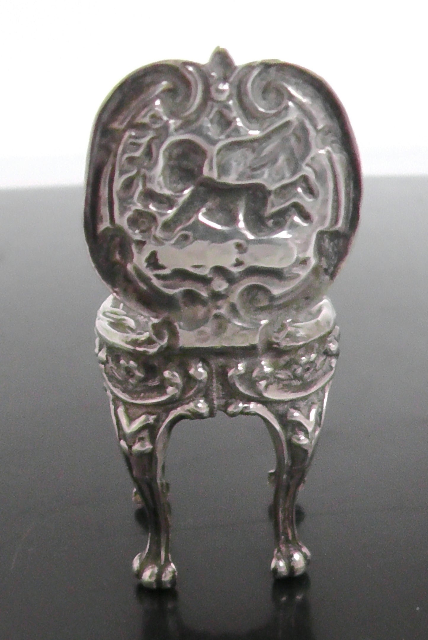 Antique Solid Silver Miniature Chair dated 1901 Levi & Salaman