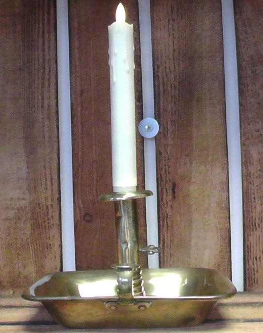 Victorian Square Brass Candlestick/Chamberstick