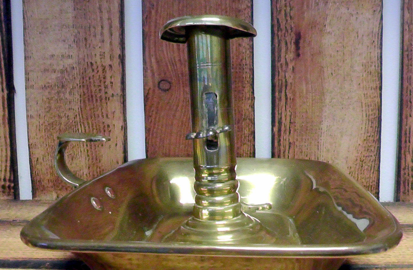 Victorian Square Brass Candlestick/Chamberstick