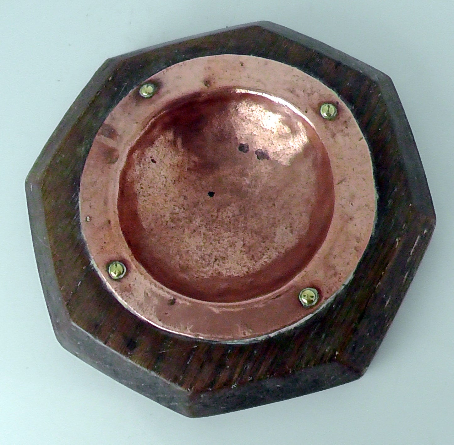 Oak and Copper Counter Change/Coin Bowl/Dish