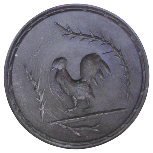 Antique Large French Treen Rooster Butter Stamp