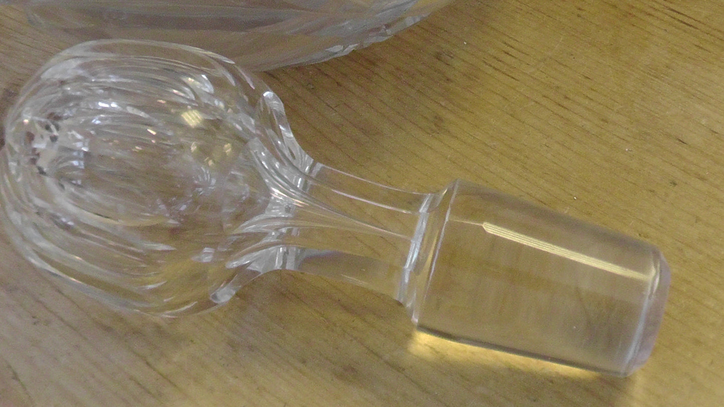 Silver Rimmed Heavy Cut Glass Waisted Decanter dates 1912 - Stephenson & Sons