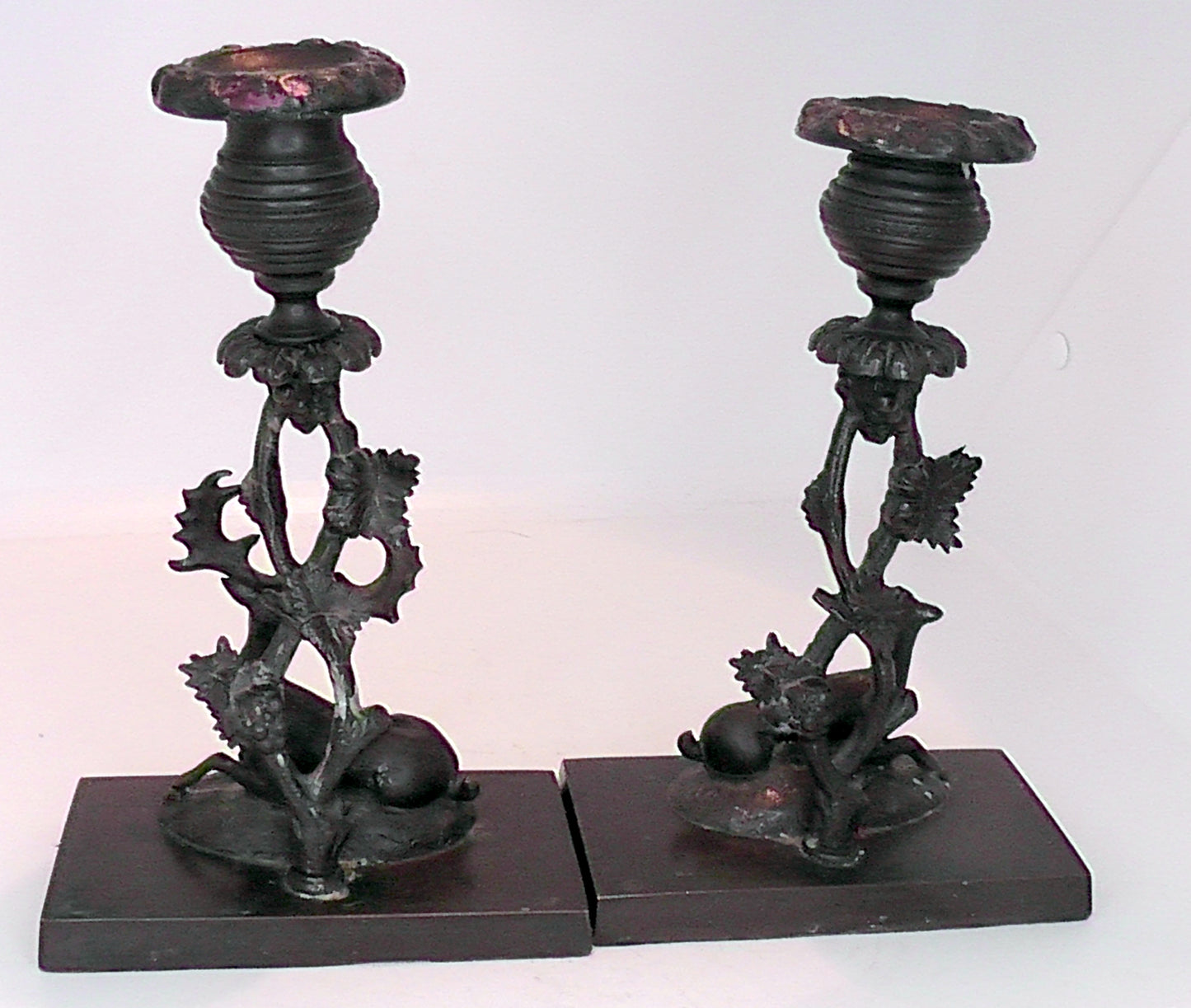A Pair of Regency Style Stag and Doe Bronze Candlesticks