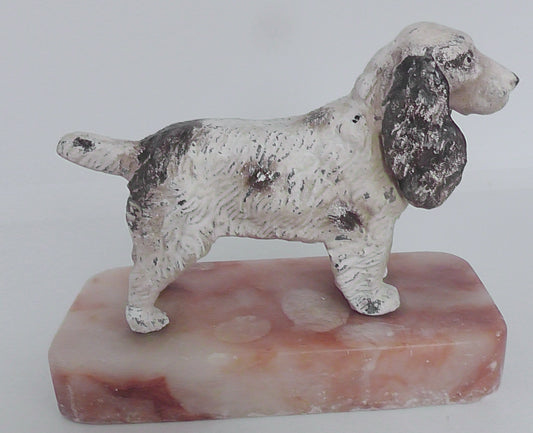 Early 20th Century Spelter Cold Painted Spaniel Paperweight