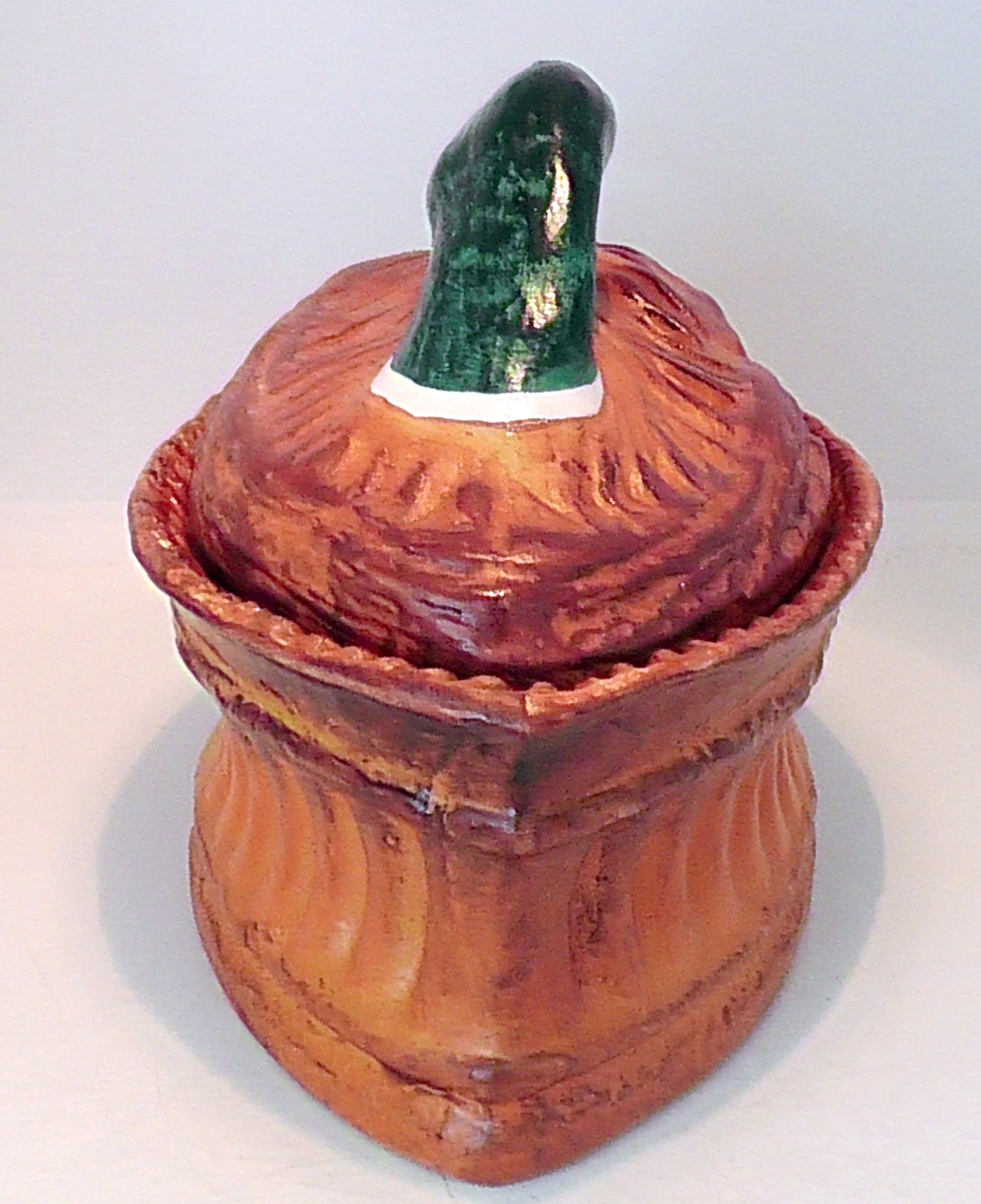 Antique French Trompe L'oeil Porcelain Mallard Duck in a Crust Pâté Terrine