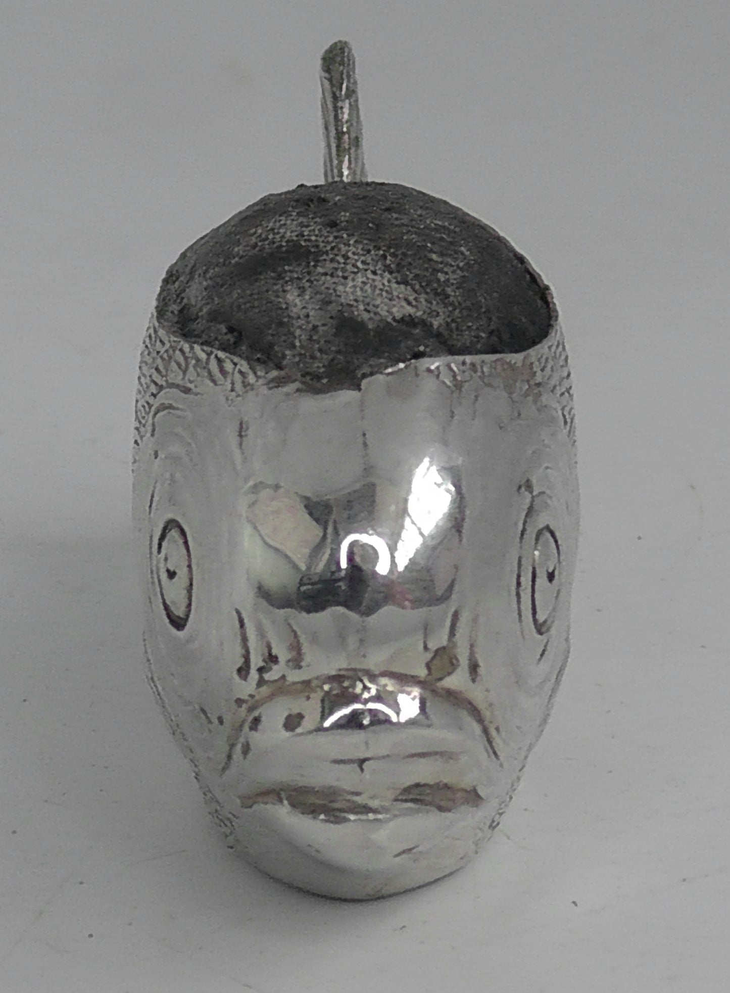 Antique Rare Solid Silver Fish Pin Cushion by Sampson Mordan dates Chester 1908
