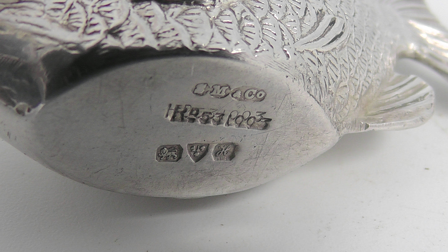 Antique Rare Solid Silver Fish Pin Cushion by Sampson Mordan dates Chester 1908